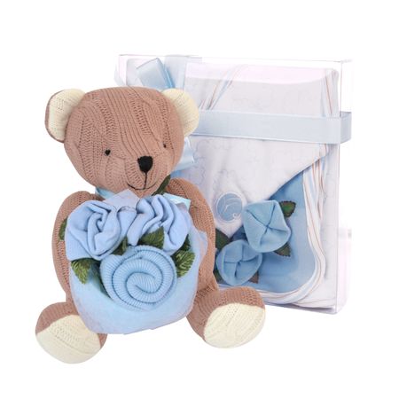 Teddy with Roses Blue